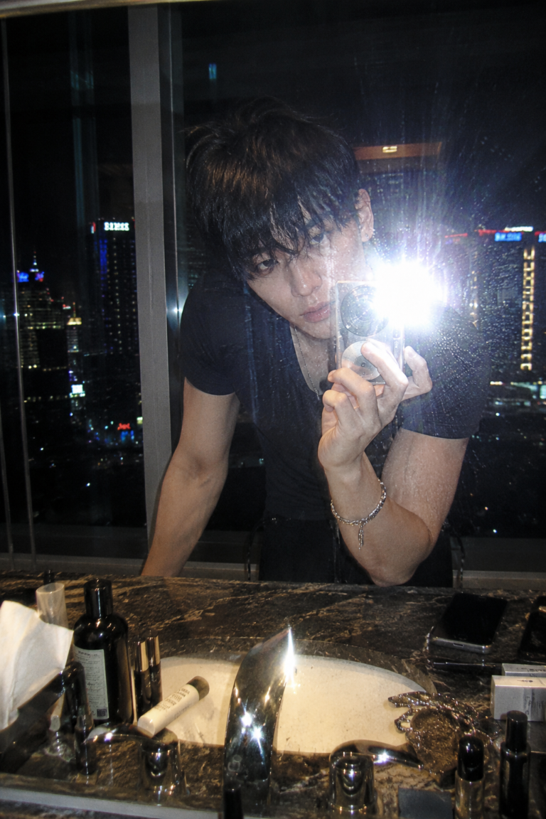 Late Night in the Skyline: Y2K Mirror Flash Portrait