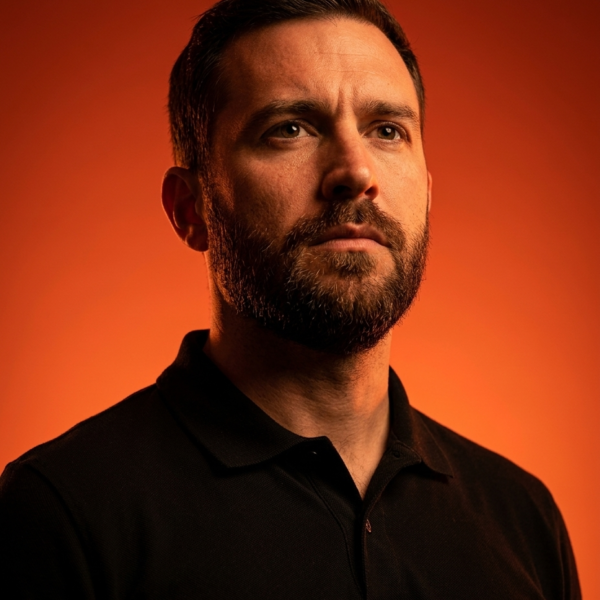 Cinematic Studio Portrait: Low-Angle Dramatic Lighting