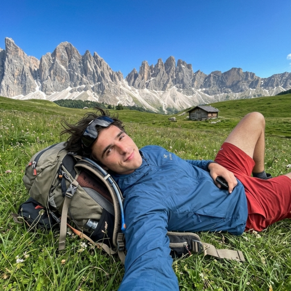Relaxed Hiking Selfie in the Alps