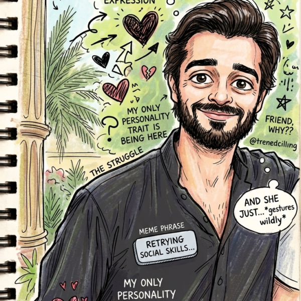 Sketchbook Chaos: Caricatured Diary Reality