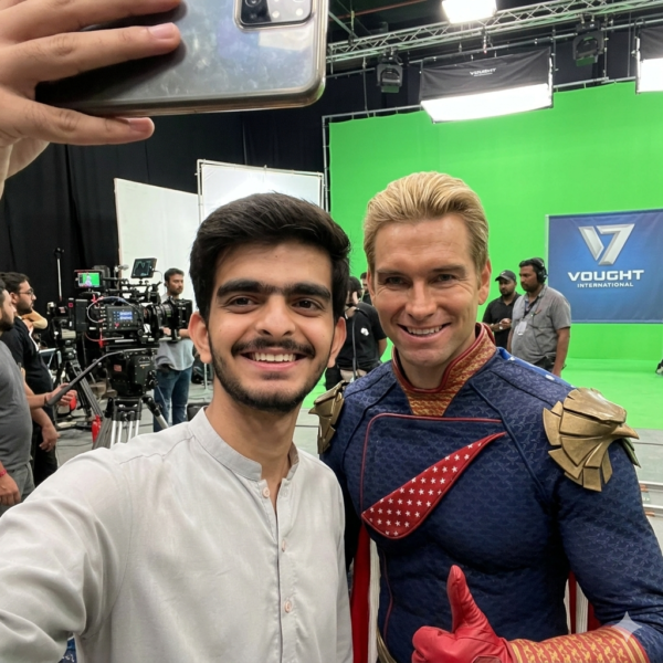 Selfie with movie character