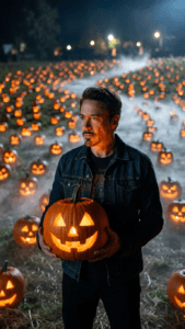 Halloween Pumpkin Patch at Night