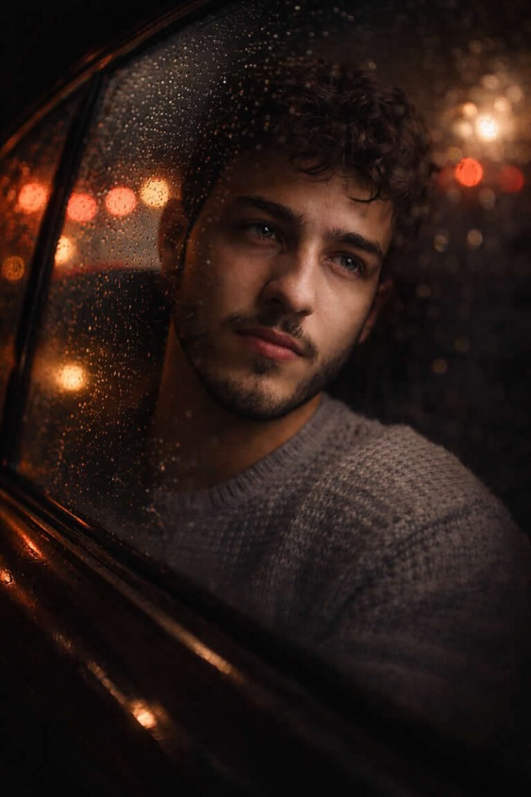 Portrait of Car Window in Night