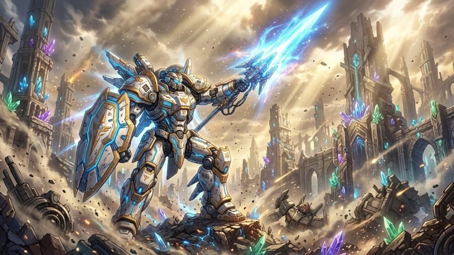 Mecha Knight in the Crystal Ruins