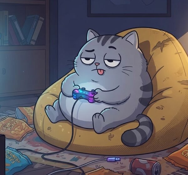 Reluctant Gamer Cat Stuck on Level