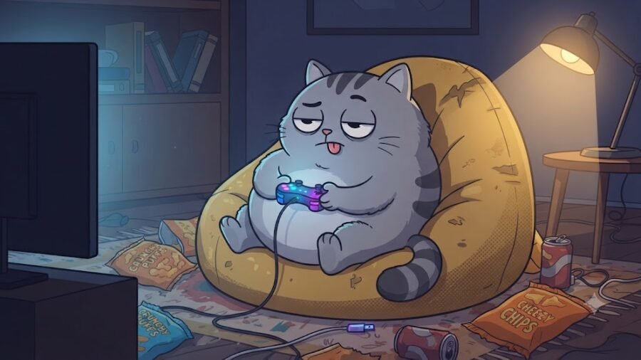 Reluctant Gamer Cat Stuck on Level
