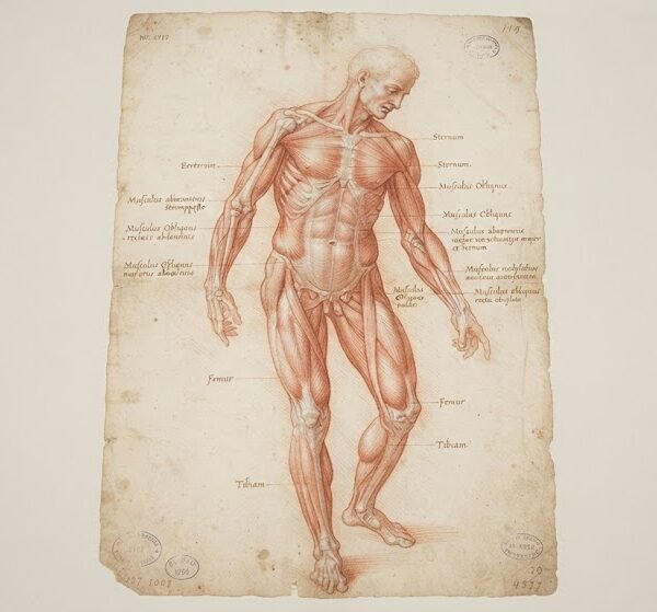 Classical Renaissance Chalk Anatomical Figure Study
