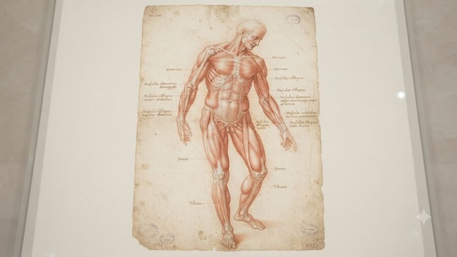Classical Renaissance Chalk Anatomical Figure Study
