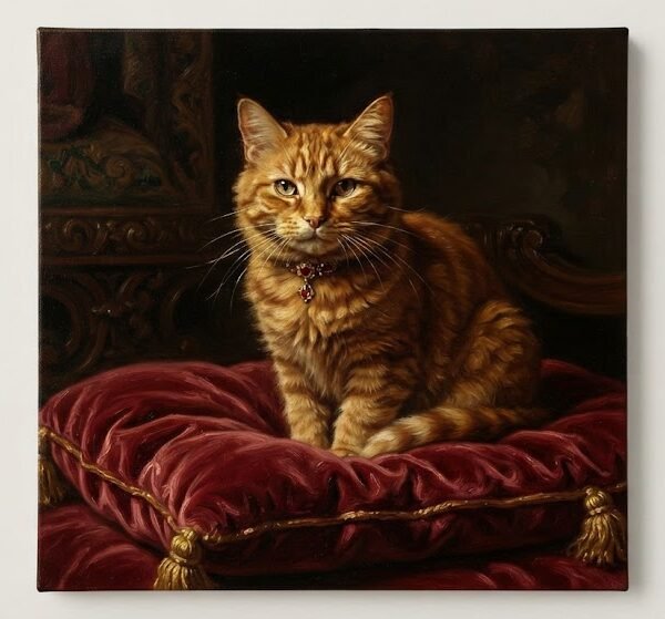 Baroque Feline in Shadow and Gold