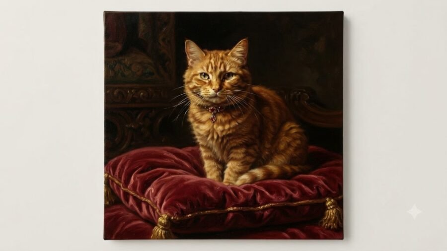 Baroque Feline in Shadow and Gold