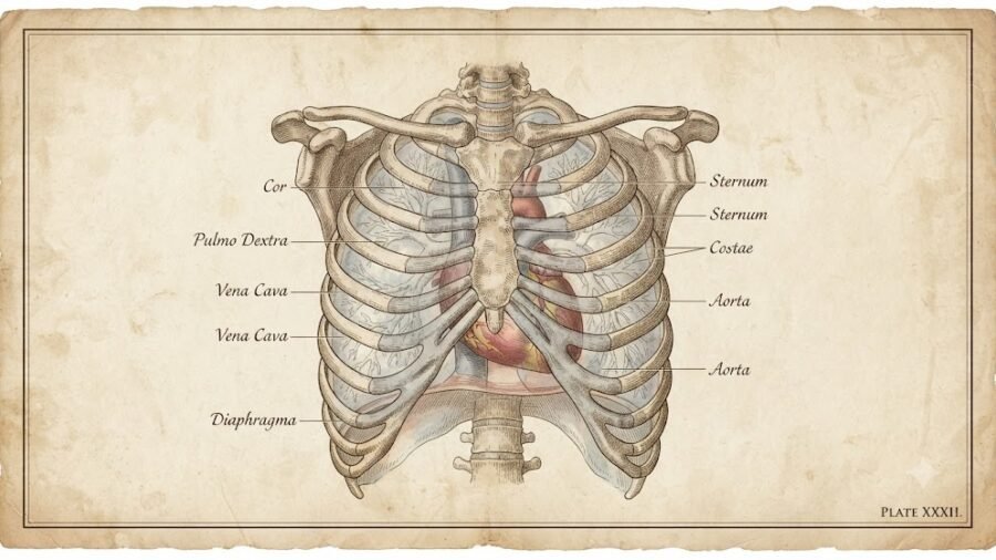 Authentic Human Heart Position Scientific Illustration