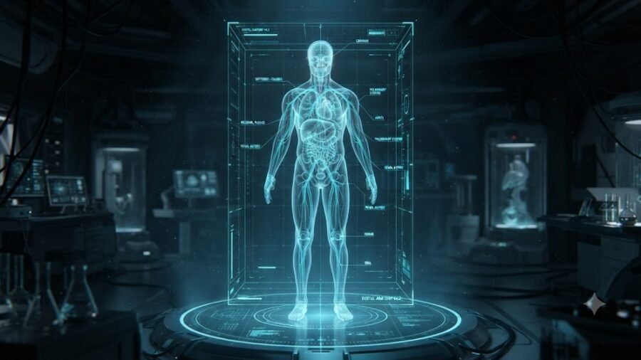 Futuristic Holographic Full Body Anatomical Scan