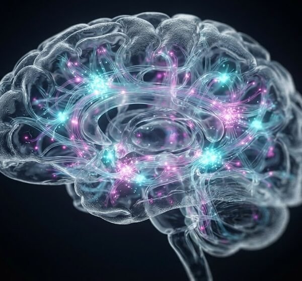 Glowing Neural Network Brain Map