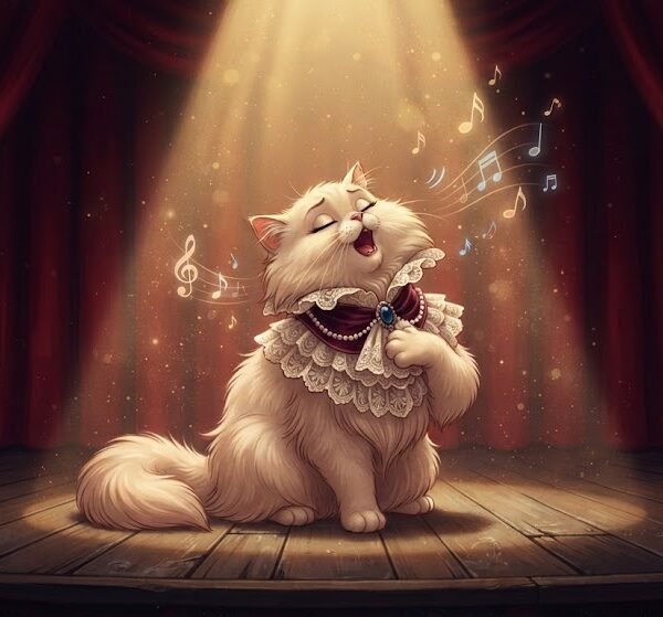 Operatic Drama Queen Cat on Stage