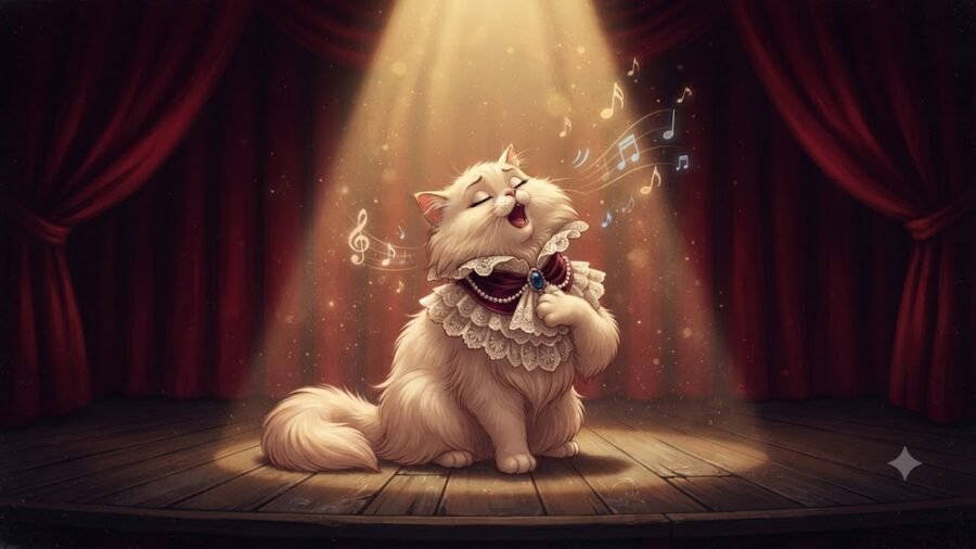 Operatic Drama Queen Cat on Stage