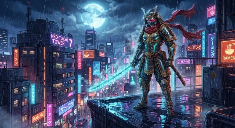 Celestial Cyberpunk Samurai Blade