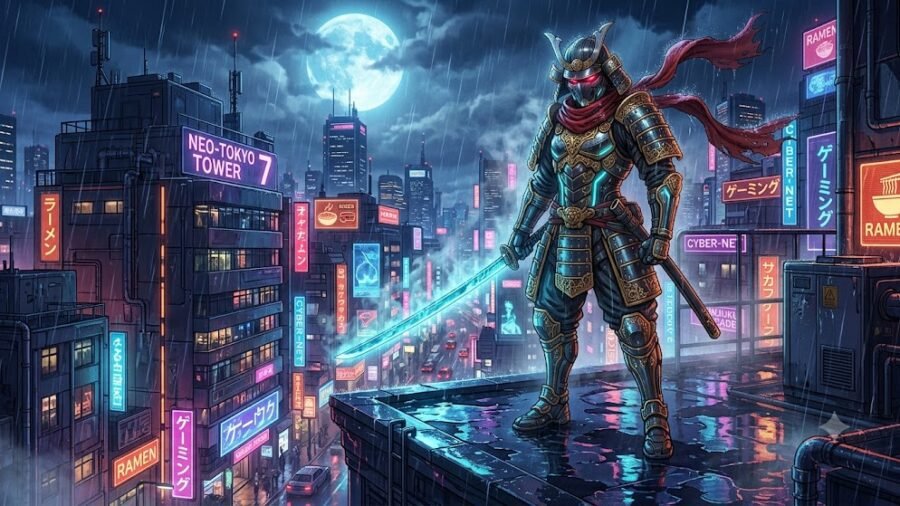 Celestial Cyberpunk Samurai Blade