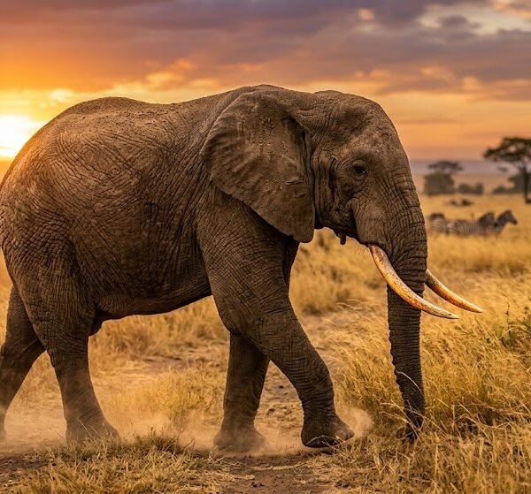 Majestic African Elephant at Golden Hour