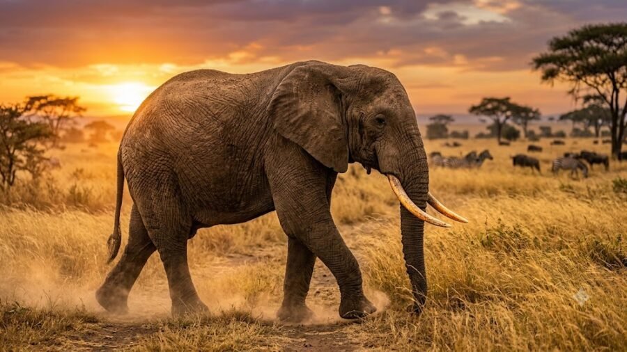Majestic African Elephant at Golden Hour