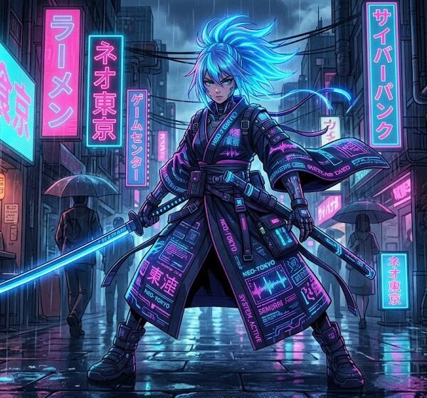 Cyberpunk Street Samurai Maiden