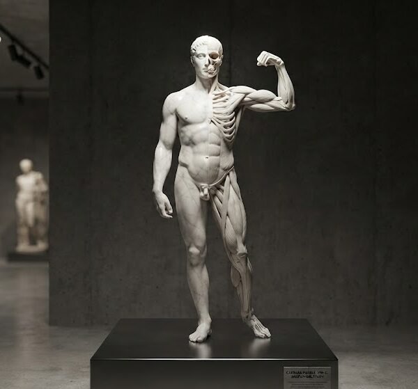Vitruvian Marble Sculpture Anatomical Breakdown