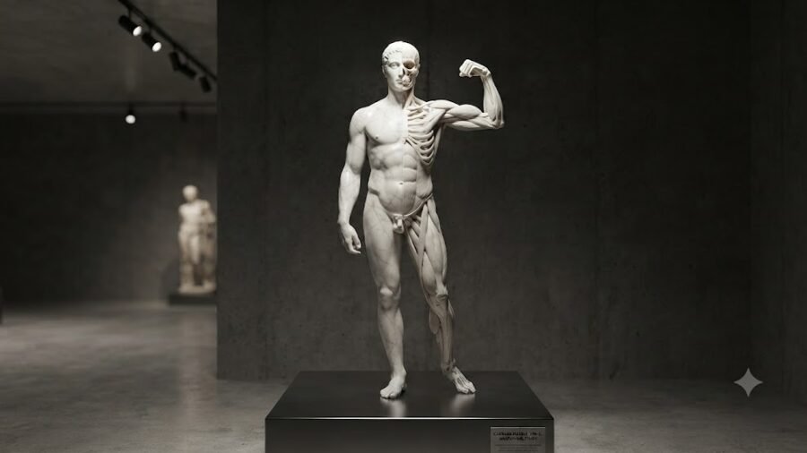 Vitruvian Marble Sculpture Anatomical Breakdown