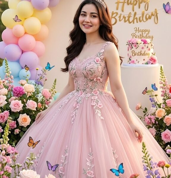 Birthday Princess in a Pink Floral Garden