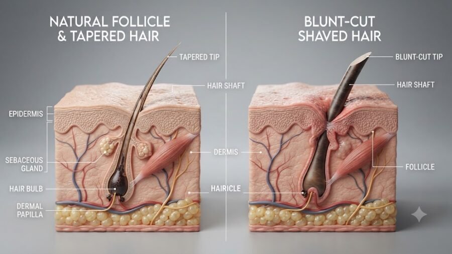 Microscopic View of Hair Follicle Tapering Myth