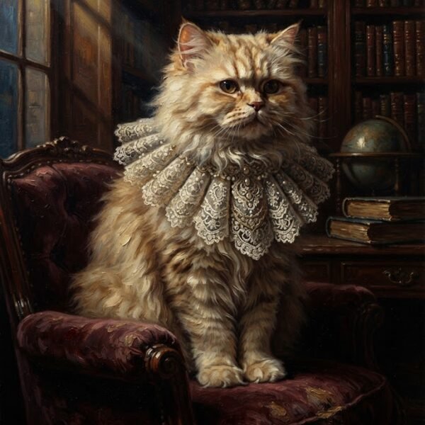 Royal Victorian Gothic Oil Portrait Cat