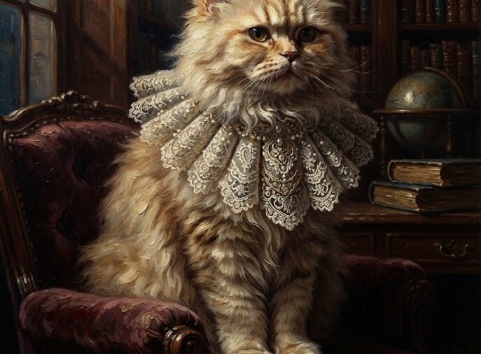 Royal Victorian Gothic Oil Portrait Cat