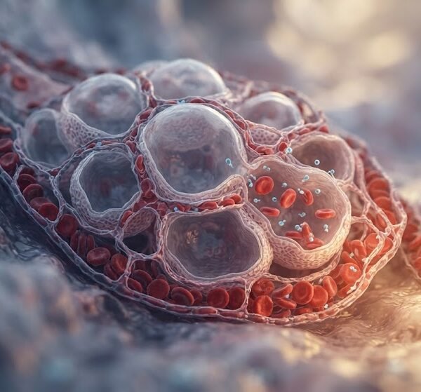 Microscopic Alveoli Oxygen Exchange