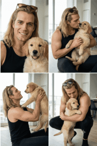 Golden Retriever Puppy Lifestyle Collage (2×2 Photorealistic Portraits)