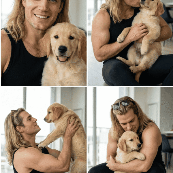 Golden Retriever Puppy Lifestyle Collage (2×2 Photorealistic Portraits)
