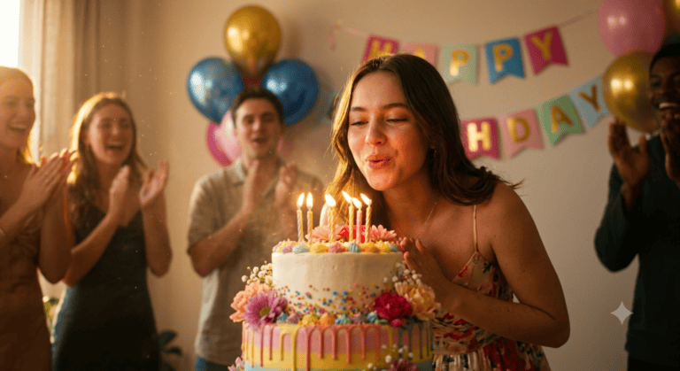 Birthday Cake Candle Blow Moment