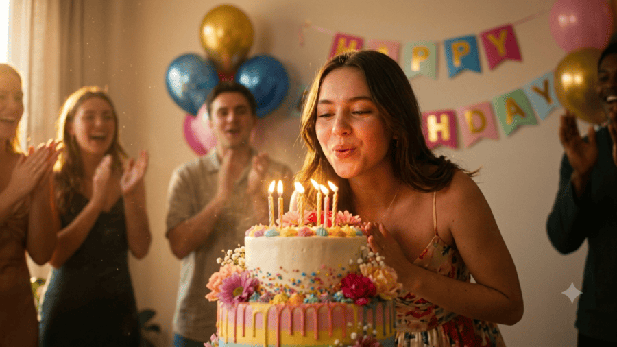 Birthday Cake Candle Blow Moment
