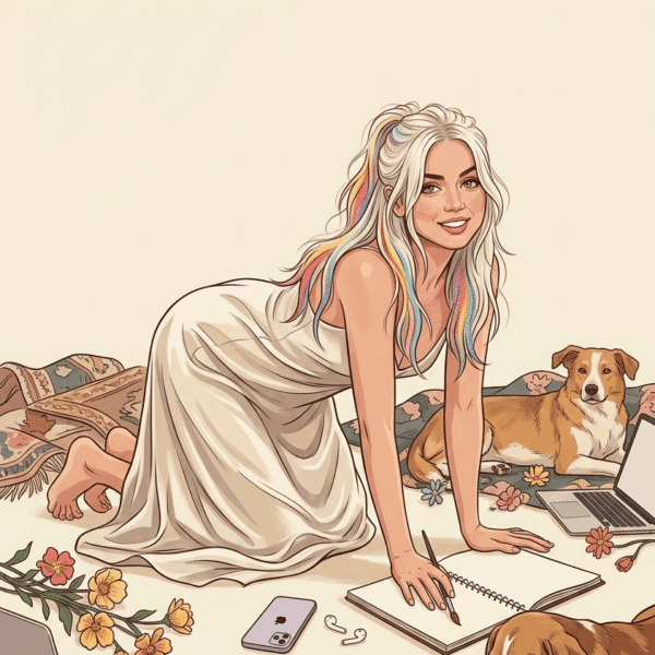 Luxury Fashion Editorial Illustration With Dog
