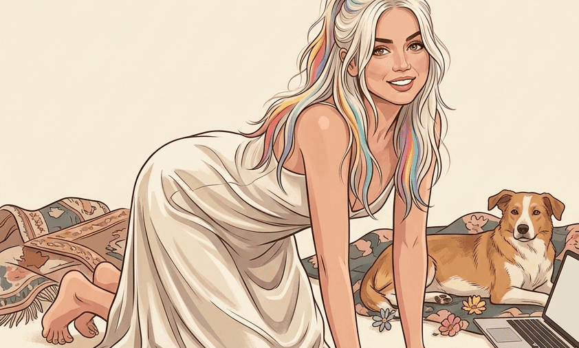 Luxury Fashion Editorial Illustration With Dog
