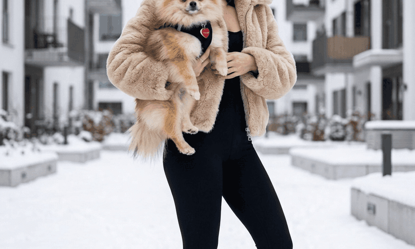 Luxury Winter Lifestyle Fashion Portrait with Dog