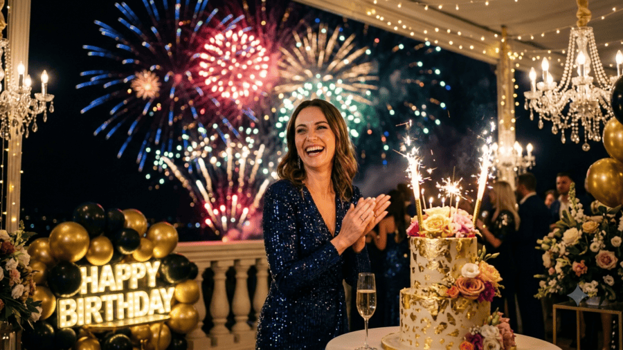 Birthday with Fireworks