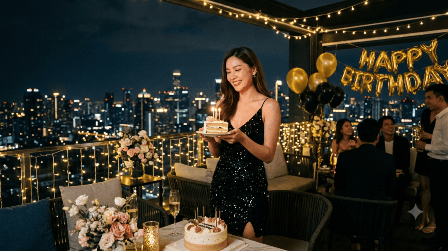 Rooftop Night Birthday Celebration