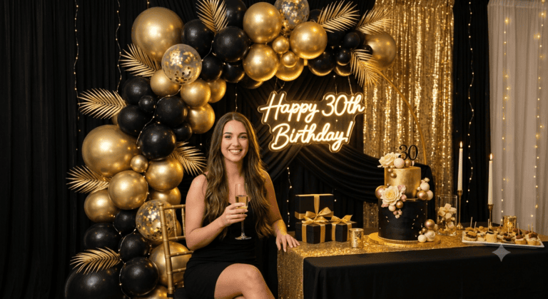 Elegant Black and Gold Birthday Theme Prompt: