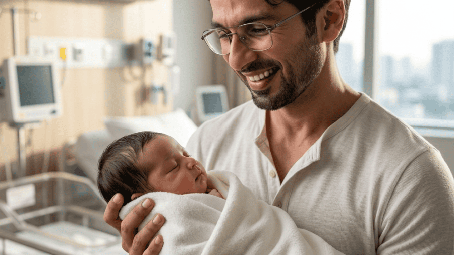 Holding a Newborn Baby Boy or Girl in Hospital