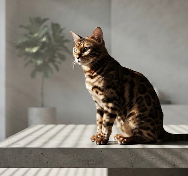 Dramatic Bengal Cat Indoor Shadow Play