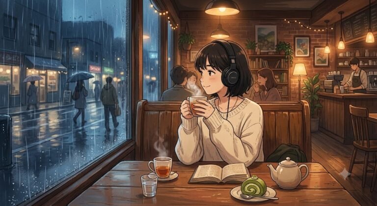 Cozy Rainstorm Cafe Corner