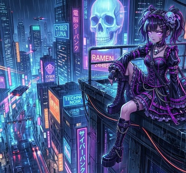 Cyberpunk Gothic Lolita in Neo Tokyo