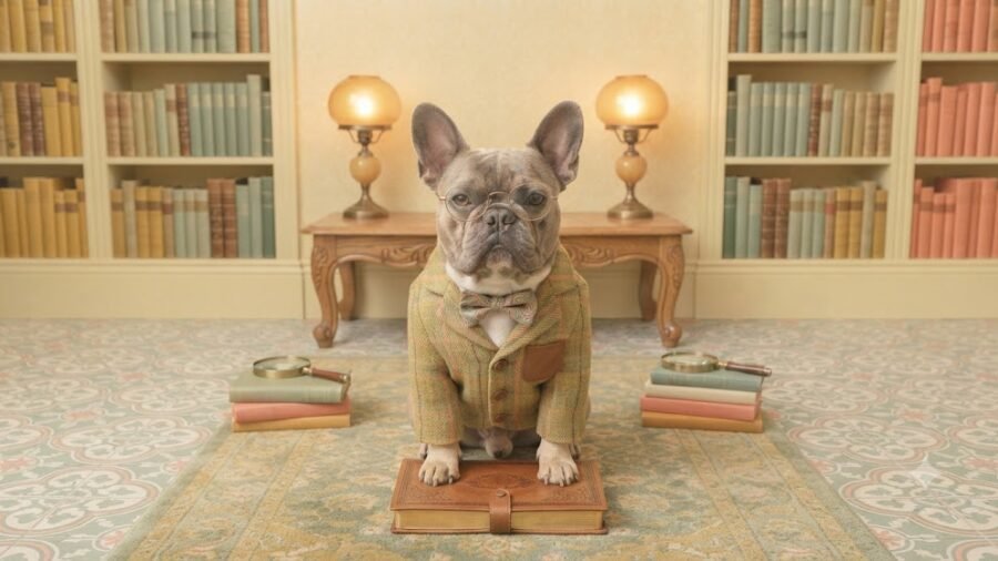 Wes Anderson Style French Bulldog Detective