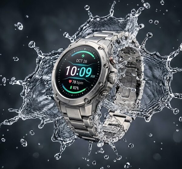 Sleek Smartwatch Splash Water Effect