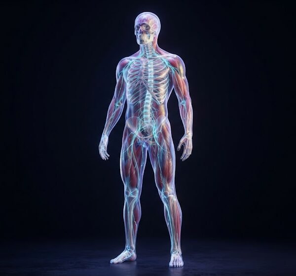 Bioluminescent Human Muscular and Skeletal Diagram
