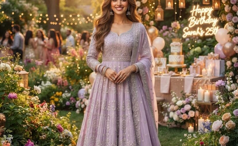 Luxury Lavender Birthday Garden Portrait (Face Preserved)