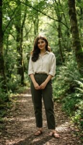 Natural Girl Portrait In Green Forest